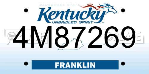 4M87269 Kentucky License Plate
