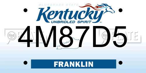 4M87D5 Kentucky License Plate