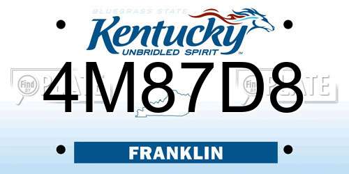 4M87D8 Kentucky License Plate