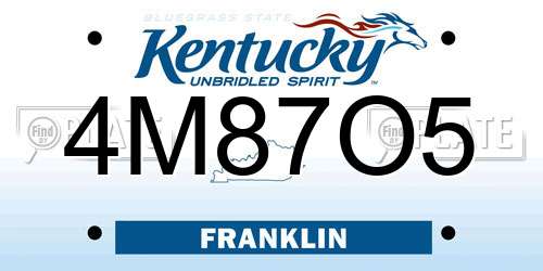 4M87O5 Kentucky License Plate