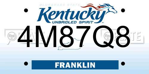 4M87Q8 Kentucky License Plate
