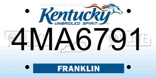 4MA6791 Kentucky License Plate