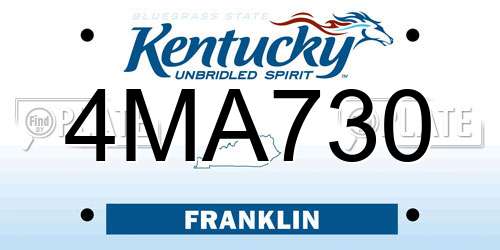 4MA730 Kentucky License Plate