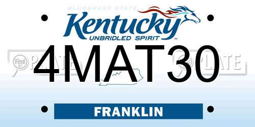 4MAT30 Kentucky License Plate