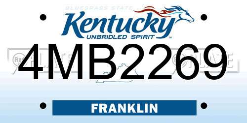 4MB2269 Kentucky License Plate