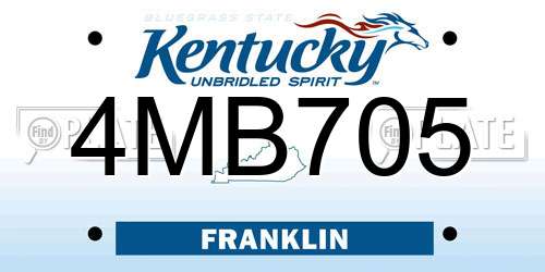 4MB705 Kentucky License Plate