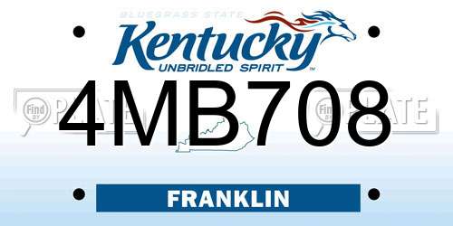 4MB708 Kentucky License Plate