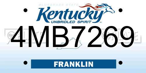 4MB7269 Kentucky License Plate