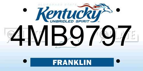 4MB9797 Kentucky License Plate