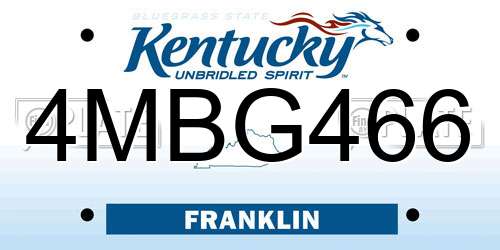 4MBG466 Kentucky License Plate