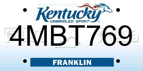 4MBT769 Kentucky License Plate
