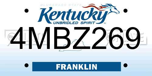 4MBZ269 Kentucky License Plate