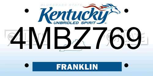 4MBZ769 Kentucky License Plate