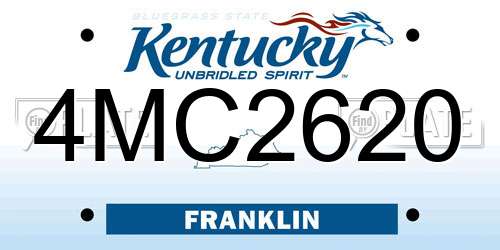 4MC2620 Kentucky License Plate