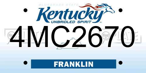 4MC2670 Kentucky License Plate