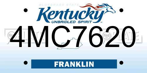 4MC7620 Kentucky License Plate