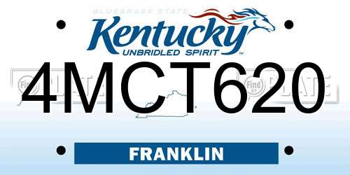 4MCT620 Kentucky License Plate