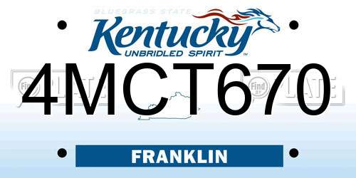 4MCT670 Kentucky License Plate