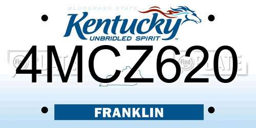 4MCZ620 Kentucky License Plate