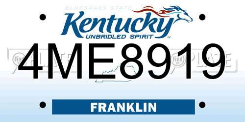 4ME8919 Kentucky License Plate
