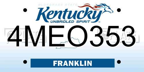 4MEO353 Kentucky License Plate
