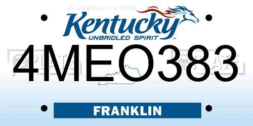 4MEO383 Kentucky License Plate
