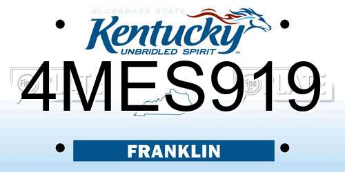 4MES919 Kentucky License Plate