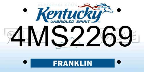 4MS2269 Kentucky License Plate