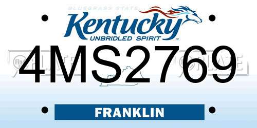 4MS2769 Kentucky License Plate