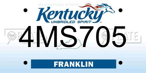 4MS705 Kentucky License Plate