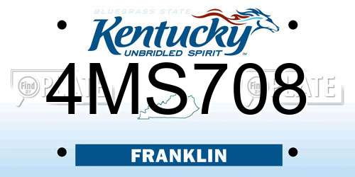 4MS708 Kentucky License Plate