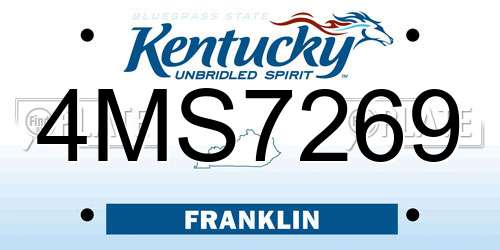 4MS7269 Kentucky License Plate