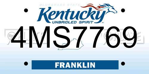 4MS7769 Kentucky License Plate