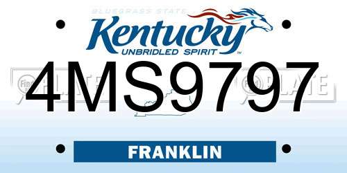 4MS9797 Kentucky License Plate