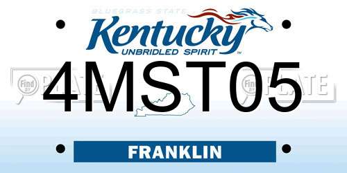 4MST05 Kentucky License Plate