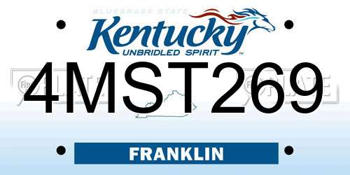4MST269 Kentucky License Plate