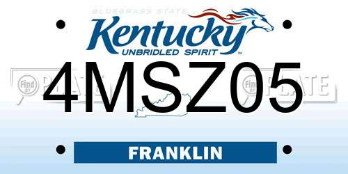 4MSZ05 Kentucky License Plate