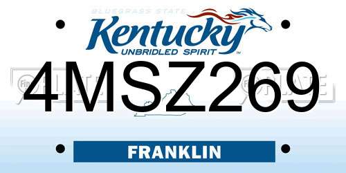 4MSZ269 Kentucky License Plate