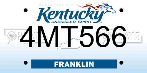 4MT566 Kentucky License Plate