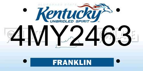 4MY2463 Kentucky License Plate