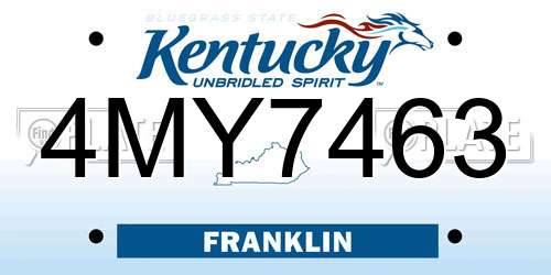 4MY7463 Kentucky License Plate