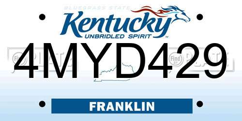 4MYD429 Kentucky License Plate