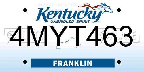 4MYT463 Kentucky License Plate