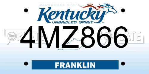 4MZ866 Kentucky License Plate