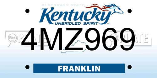 4MZ969 Kentucky License Plate