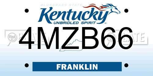 4MZB66 Kentucky License Plate
