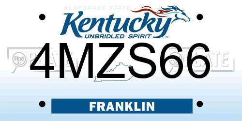 4MZS66 Kentucky License Plate