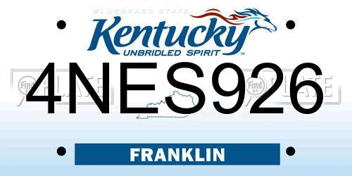 4NES926 Kentucky License Plate