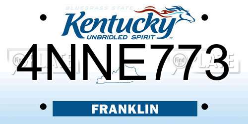 4NNE773 Kentucky License Plate