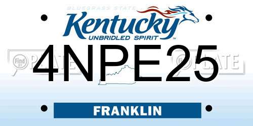 4NPE25 Kentucky License Plate